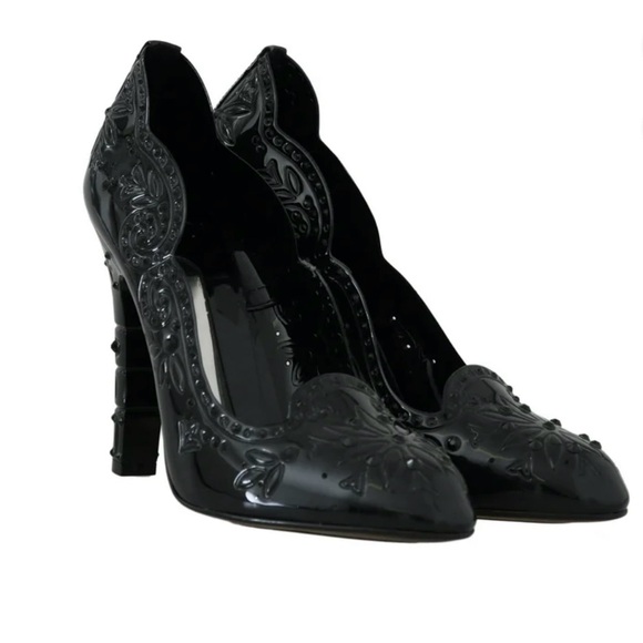 Dolce and Gabbana Cinderella Black Crystal Heels - Picture 2 of 8